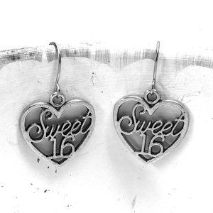 Miniature Sweet 16 Heart Teenager Birthday Party Gift Charm Earrings